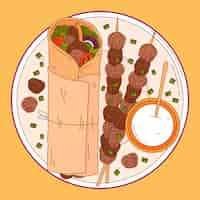 Vecteur gratuit illustration de shawarma nutritif dessiné