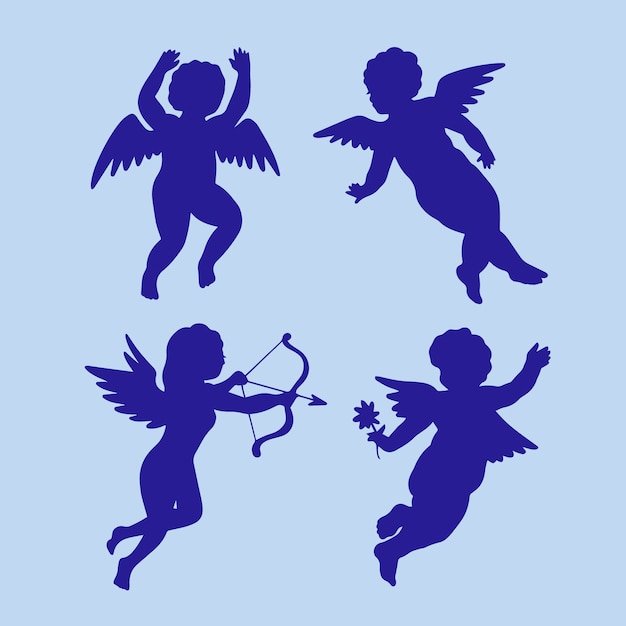 Illustration de silhouette d'ange bébé dessiné à la main