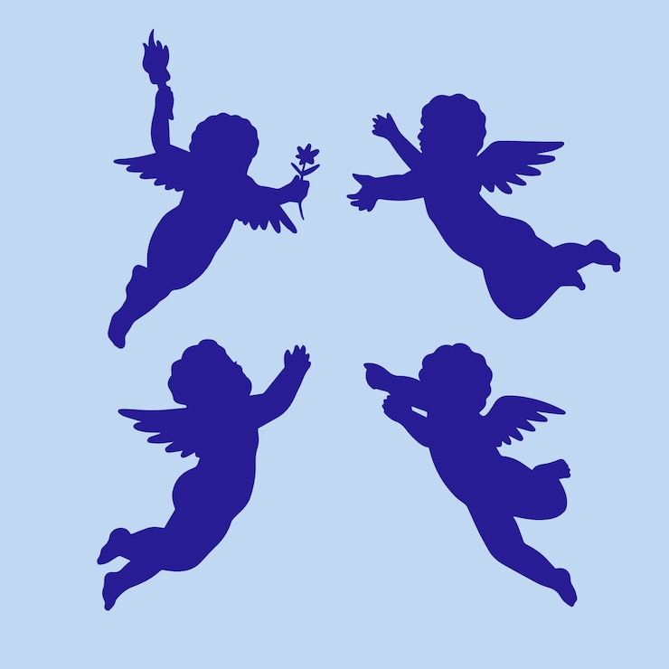 Vecteur gratuit illustration de silhouette d'ange bébé dessiné à la main