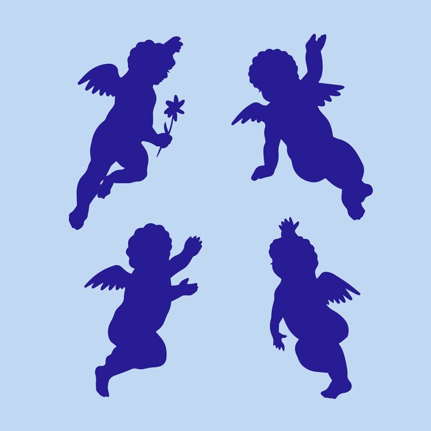 Illustration de silhouette d'ange bébé dessiné à la main
