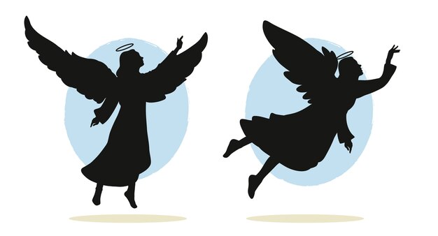 Illustration de silhouette d'ange dessiné à la main