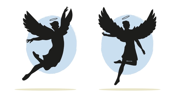 Vecteur gratuit illustration de silhouette d'ange dessiné à la main