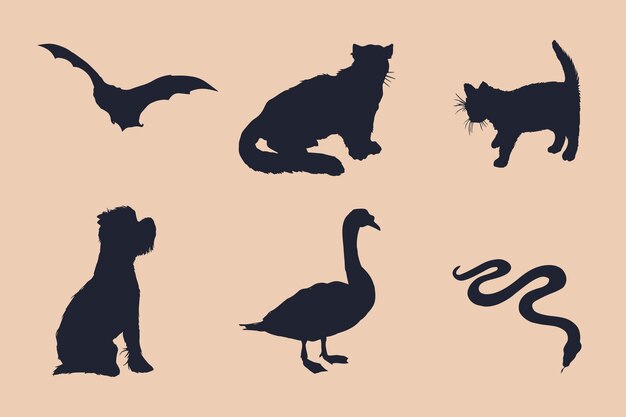 Illustration de silhouette d'animaux dessinés à la main