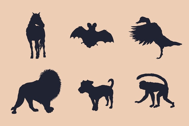 Vecteur gratuit illustration de silhouette d'animaux dessinés à la main