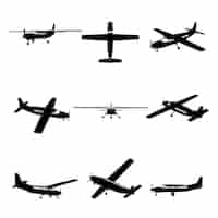 Vecteur gratuit illustration de silhouette avion design plat