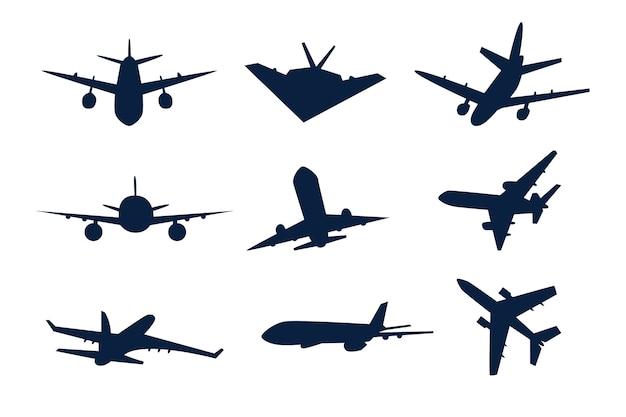 Vecteur gratuit illustration de silhouette avion design plat