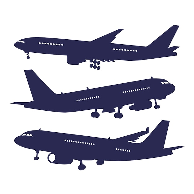 Vecteur gratuit illustration de silhouette avion design plat