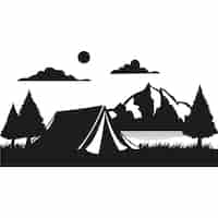 Vecteur gratuit illustration de silhouette de camping dessinée à la main