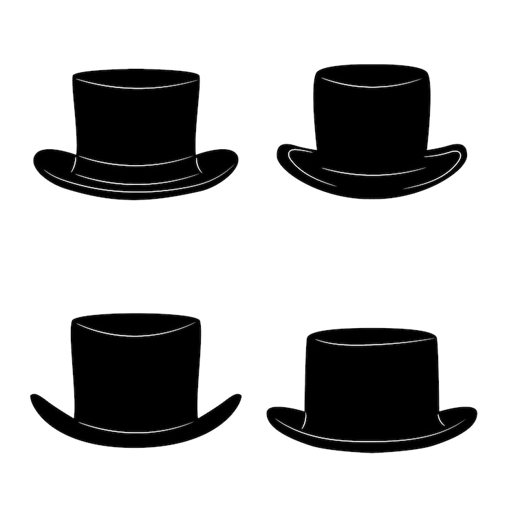 Vecteur gratuit illustration de silhouette de chapeau haut de forme dessiné à la main