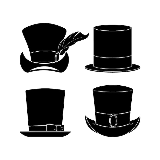 Vecteur gratuit illustration de silhouette de chapeau haut de forme dessiné à la main