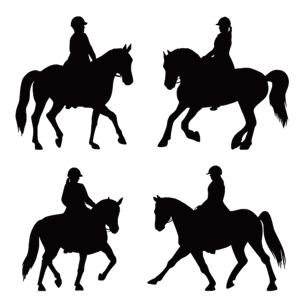 Illustration De La Silhouette D'un Cheval En Course Dessinée à La Main