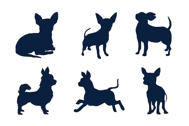 Vecteur gratuit illustration de silhouette chihuahua design plat