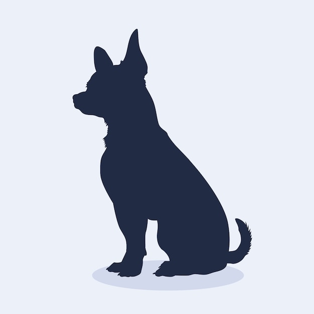 Illustration de silhouette chihuahua design plat