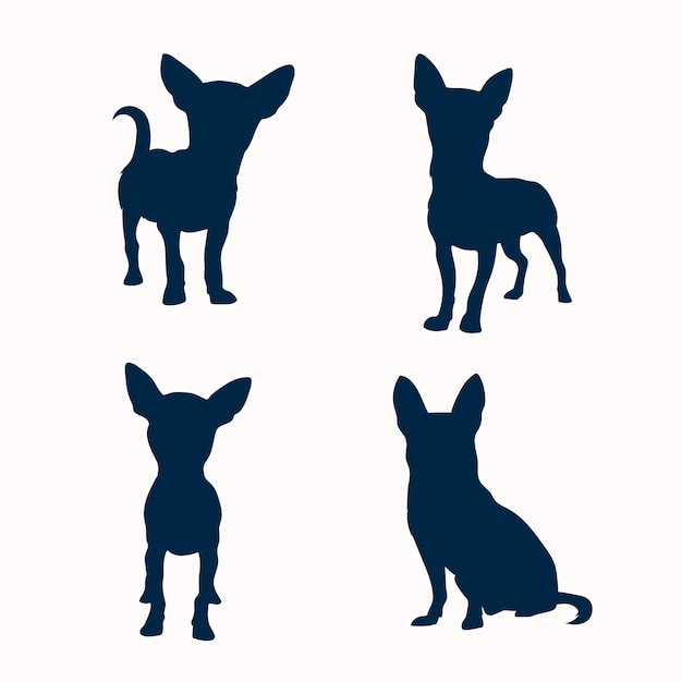 Vecteur gratuit illustration de silhouette chihuahua design plat