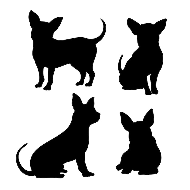 Illustration de silhouette chihuahua design plat