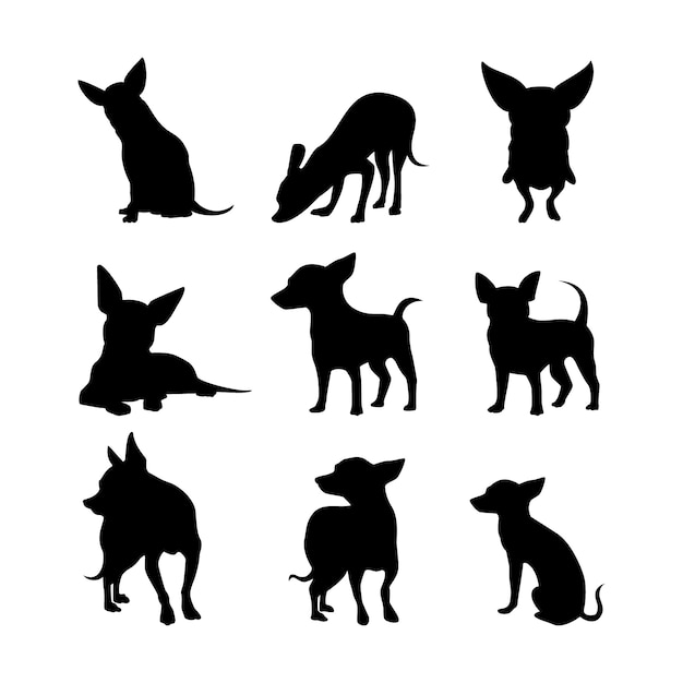 Vecteur gratuit illustration de silhouette chihuahua design plat