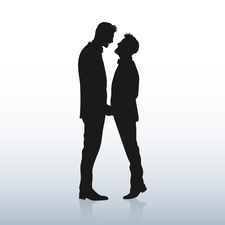 Vecteur gratuit illustration de silhouette de couple dessiné à la main