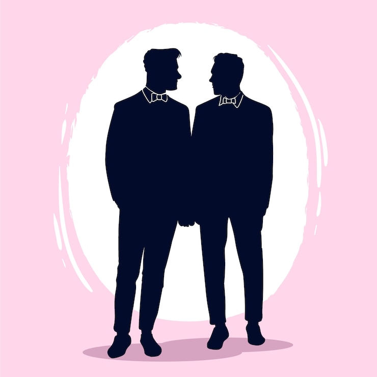 Vecteur gratuit illustration de silhouette de couple dessiné à la main