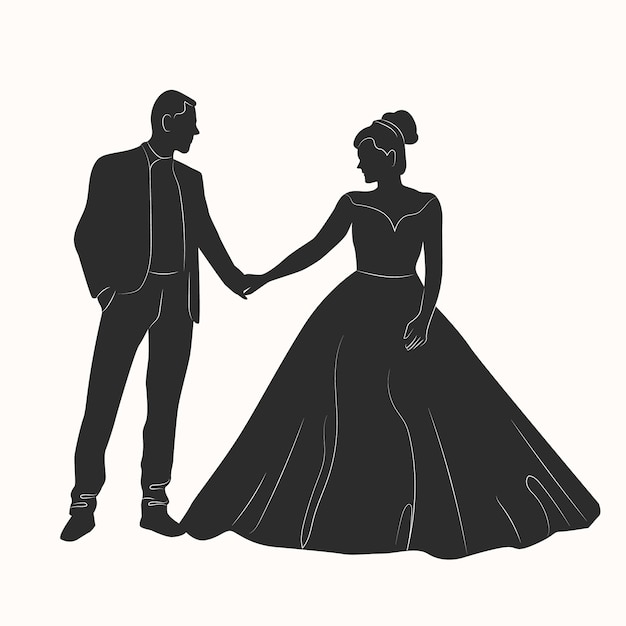 Vecteur gratuit illustration de silhouette de couple dessiné à la main