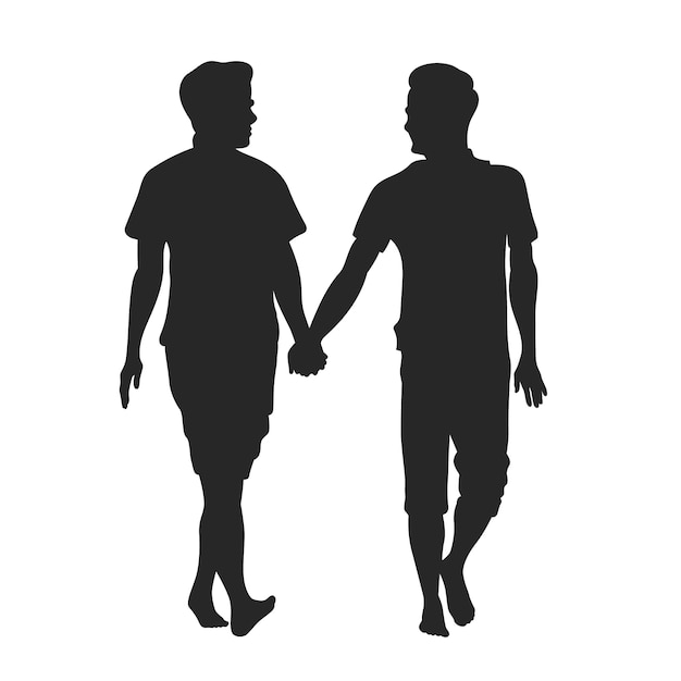 Vecteur gratuit illustration de silhouette de couple dessiné à la main