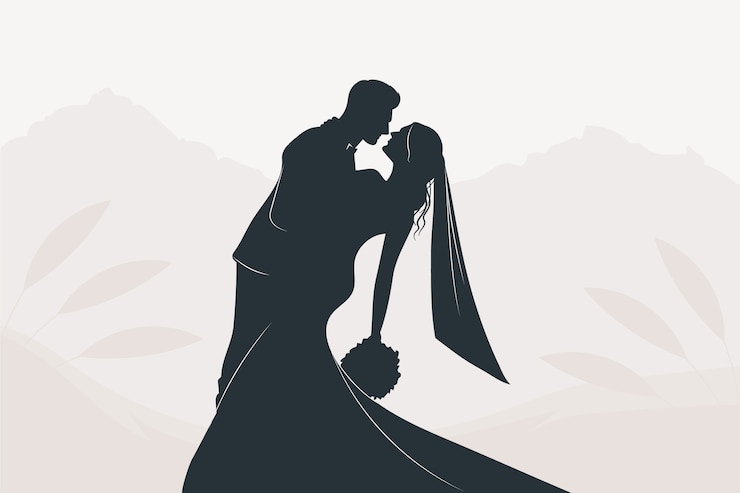 Vecteur gratuit illustration de la silhouette d'un couple dessinée à la main