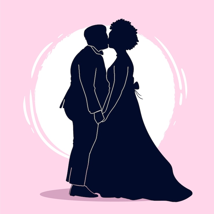 Vecteur gratuit illustration de la silhouette d'un couple dessinée à la main