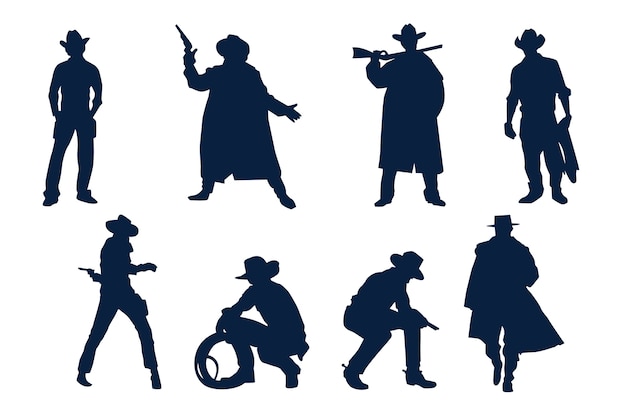 Vecteur gratuit illustration de silhouette de cow-boy design plat