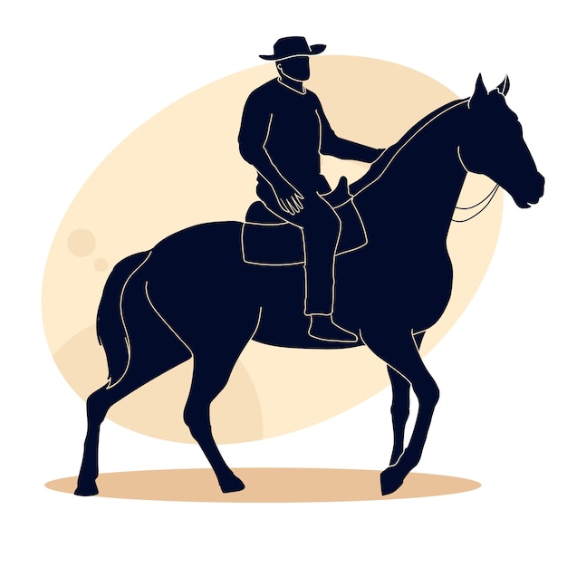 Illustration De Silhouette De Cow-boy Design Plat