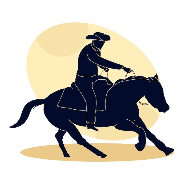 Illustration De Silhouette De Cow-boy Design Plat