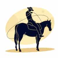 Vecteur gratuit illustration de silhouette de cow-boy design plat