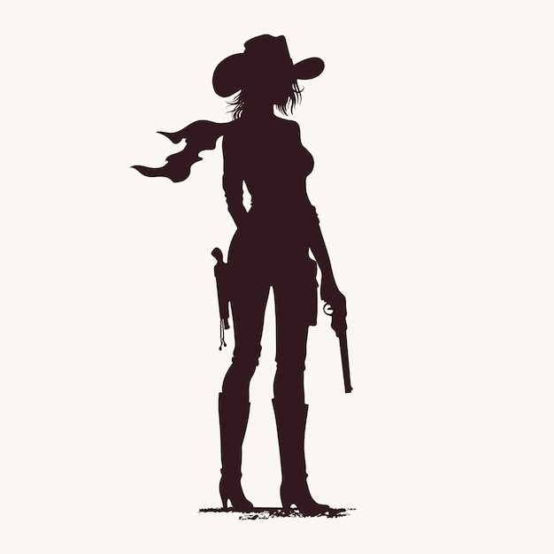 Vecteur gratuit illustration de la silhouette de cow-girl dessinée à la main