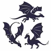 Vecteur gratuit illustration de silhouette de dragon design plat
