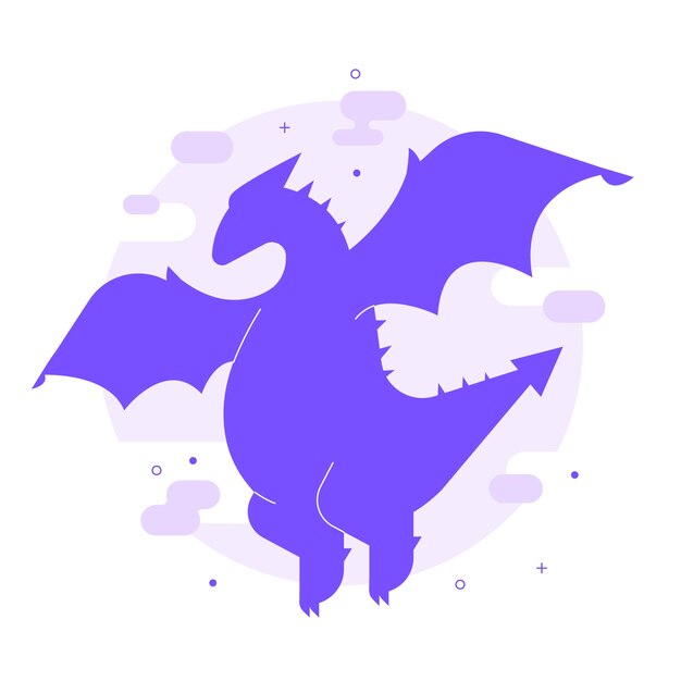Illustration de silhouette de dragon design plat