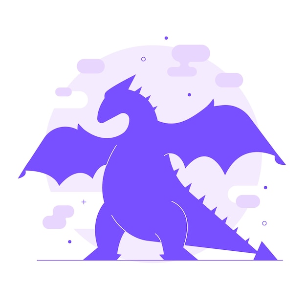 Vecteur gratuit illustration de silhouette de dragon design plat
