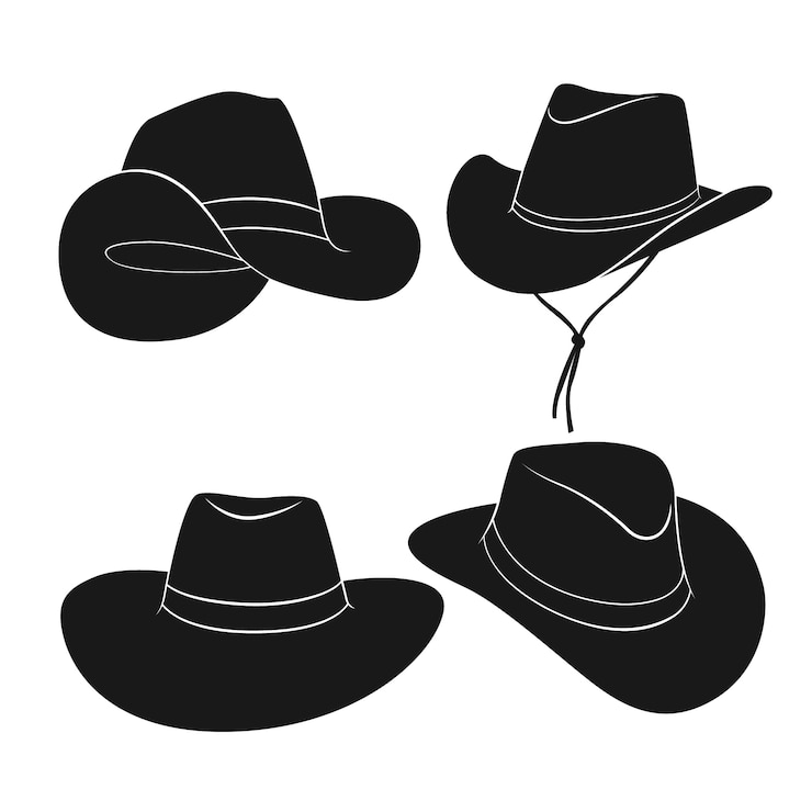 Vecteur gratuit illustration de la silhouette du chapeau de cow-boy dessinée à la main