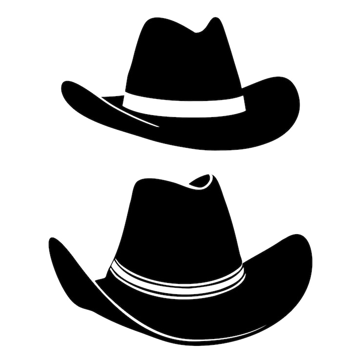Vecteur gratuit illustration de la silhouette du chapeau de cow-boy dessinée à la main