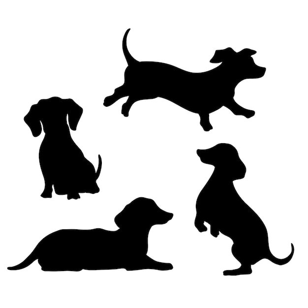 Illustration de la silhouette du dachshund à la conception plate