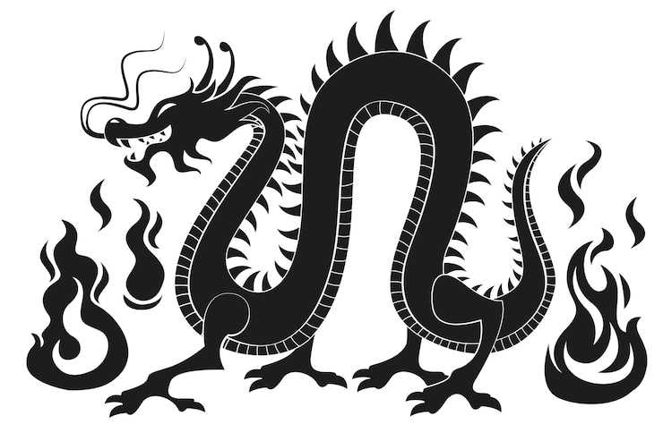 Vecteur gratuit illustration de la silhouette du dragon à la conception plate