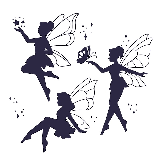 Illustration De Silhouette De Fée Design Plat