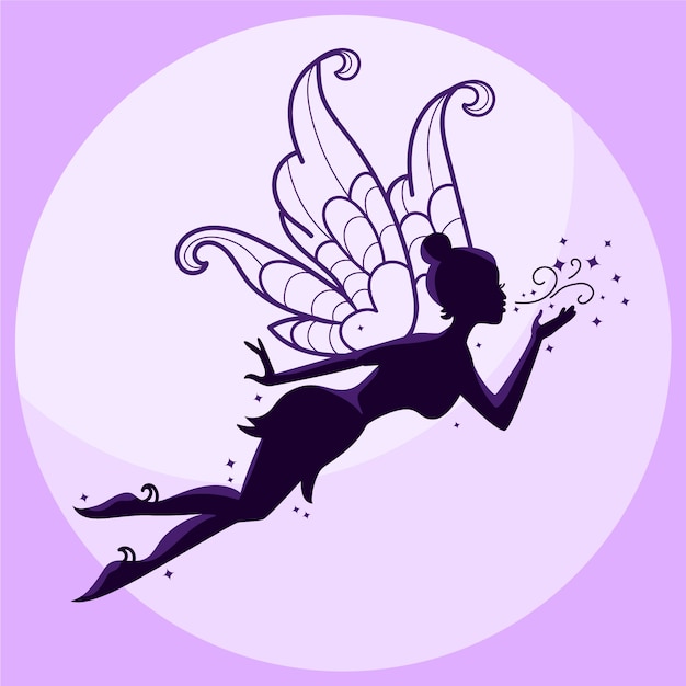 Illustration De Silhouette De Fée Design Plat