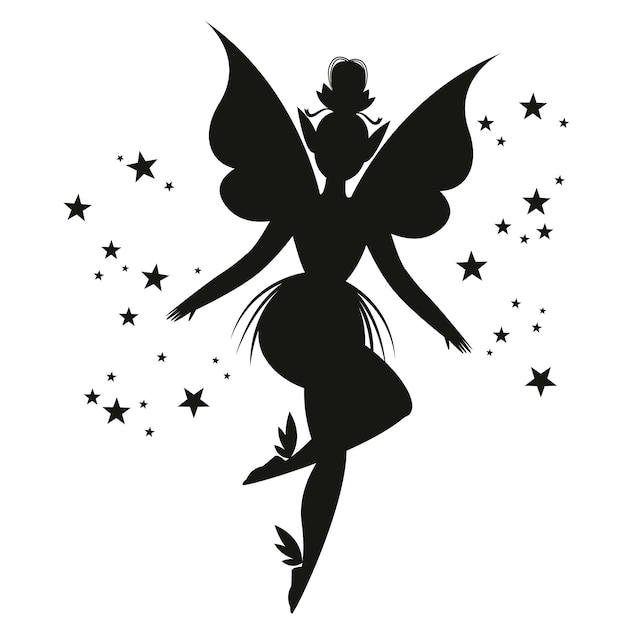 Illustration de silhouette de fée design plat