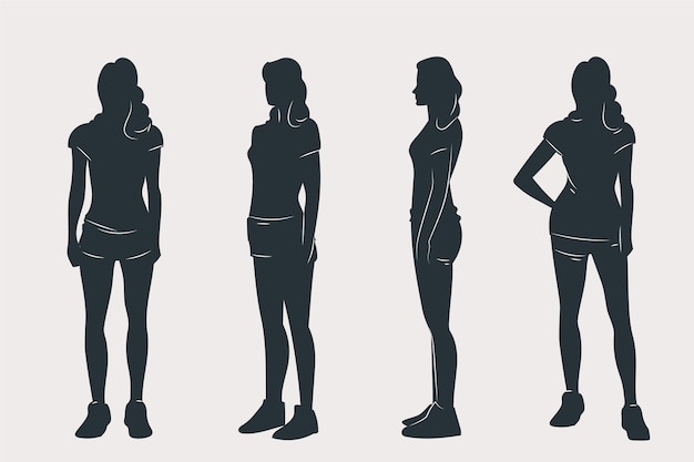 Vecteur gratuit illustration de silhouette de femme dessinée à la main