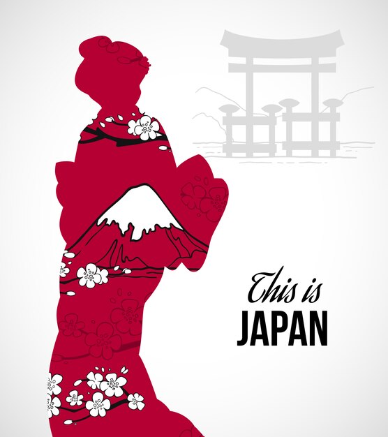 Illustration silhouette geisha