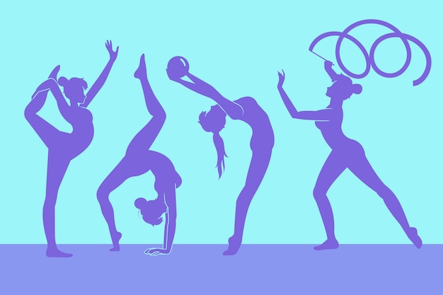Fond Gymnastique Rythmique Avec Ruban Silhouette Femme Adultes Caucasiens  Découpés Photo Et Image en Téléchargement Gratuit - Pngtree