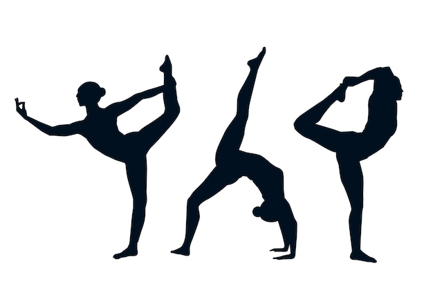 Vecteur gratuit illustration de silhouette de gymnaste design plat