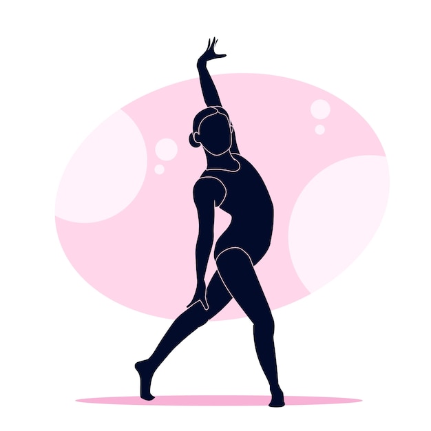 Vecteur gratuit illustration de silhouette de gymnaste design plat