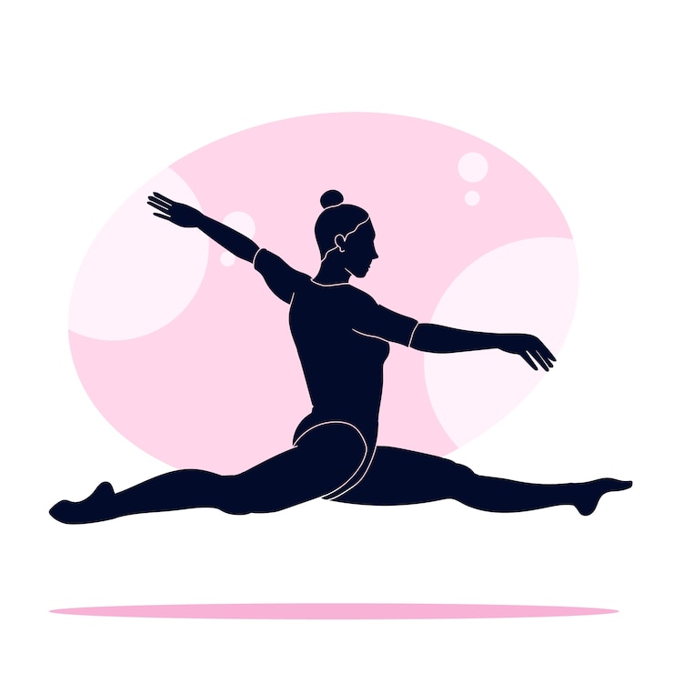 Vecteur gratuit illustration de silhouette de gymnaste design plat