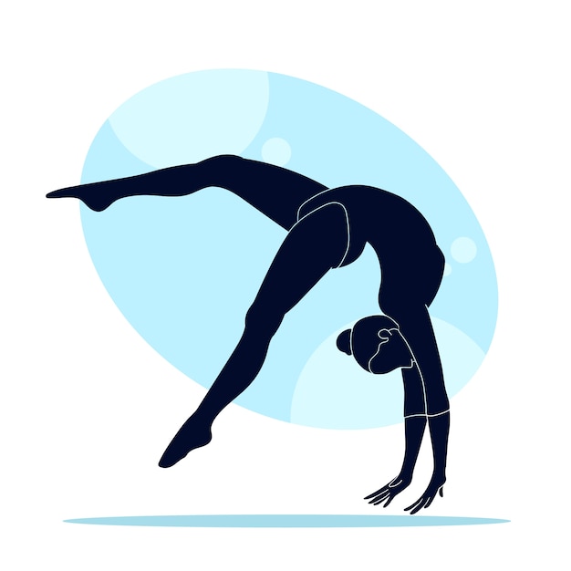 Vecteur gratuit illustration de silhouette de gymnaste design plat