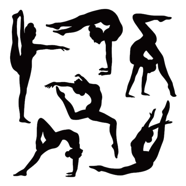 Vecteur gratuit illustration de silhouette de gymnaste design plat