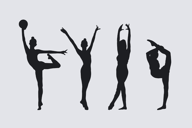 Illustration de silhouette de gymnaste design plat